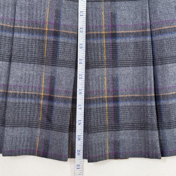 Vintage Gray Plaid 100% Wool Pleated Skirt Size 28 | Small Academia Prep - Picture 14 of 15